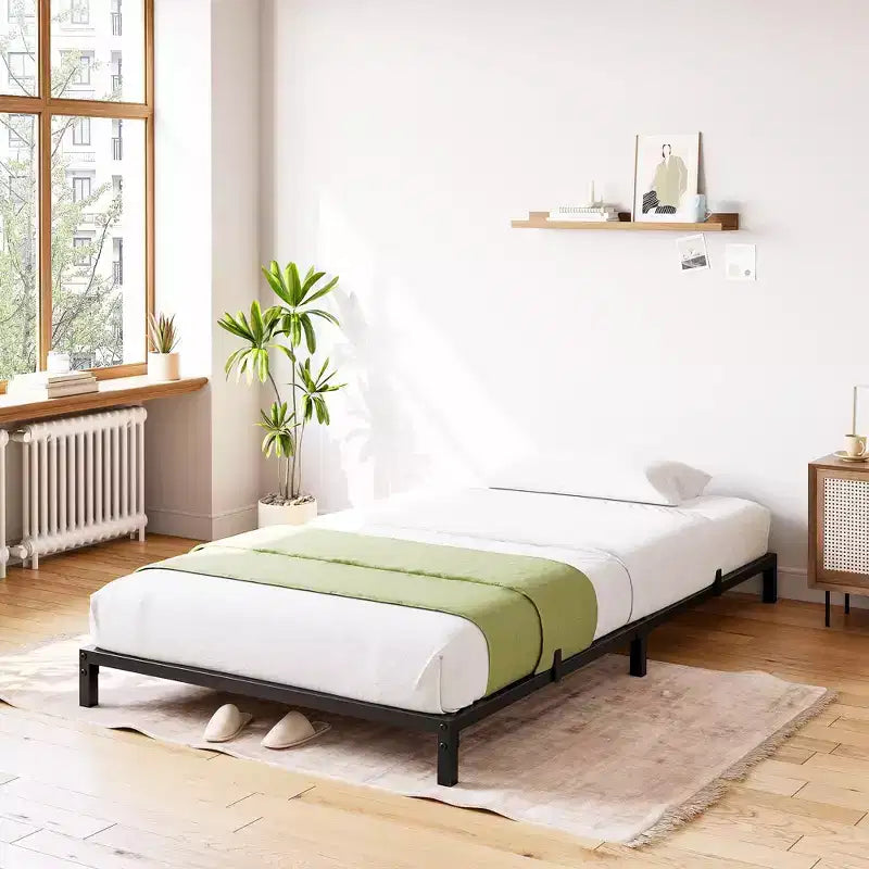 Whizmax - Cadre de lit 6 pouces sans sommier requis, cadre de lit plateforme métallique robuste taille Twin pour chambre, montage facile, sans bruit, noir