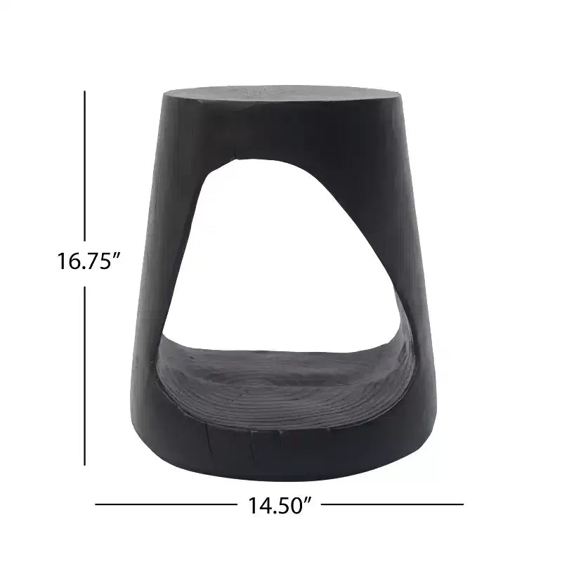 Table d'appoint creuse, texture aspect bois, couleur noire