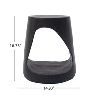 Table d'appoint évidée, texture aspect bois, coloris noir