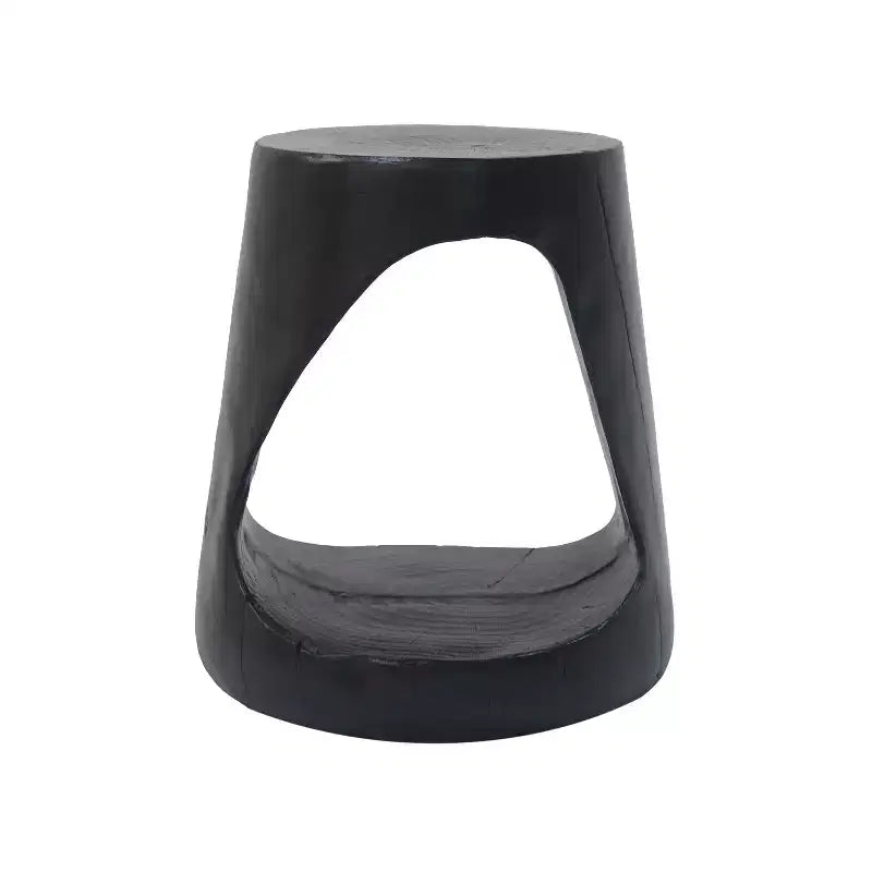 Table d'appoint creuse, texture aspect bois, couleur noire
