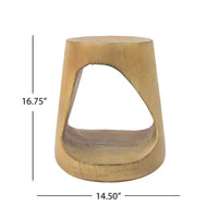 Table d'appoint évidée, texture aspect bois, coloris noir