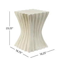 Table d'appoint artisanale onduleuse de style archaïque avec finition texturée beige