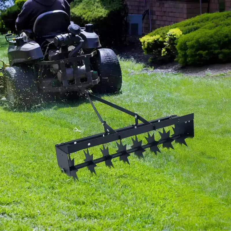 Aérateur à pointes traîné 32", aérateur de pelouse traîné avec pointes pénétrantes pour pelouse, cour et jardin