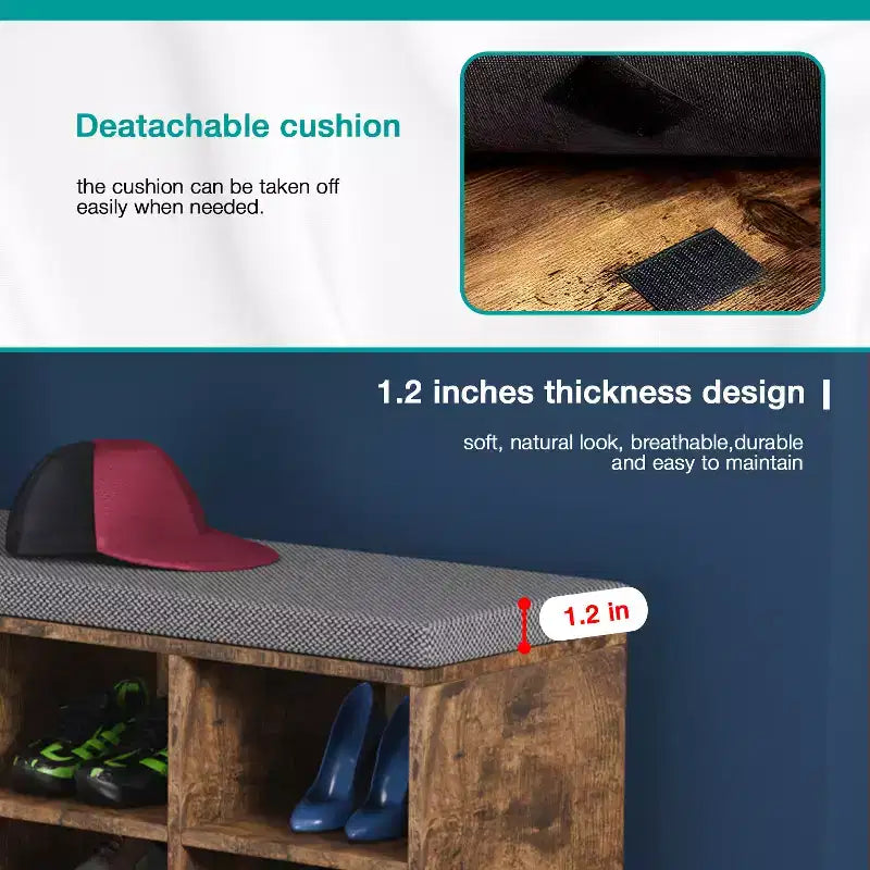BestMassage banc à chaussures organisateur de rangement à chaussures banc d'entrée avec coussin