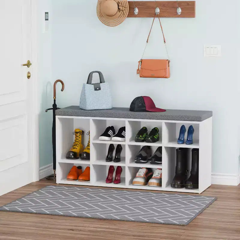BestMassage banc à chaussures organisateur de rangement à chaussures banc d'entrée avec coussin