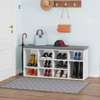 BestMassage banc à chaussures organisateur de rangement à chaussures banc d'entrée avec coussin