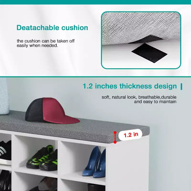 BestMassage banc à chaussures organisateur de rangement à chaussures banc d'entrée avec coussin