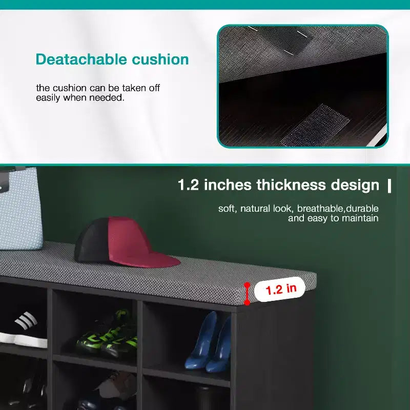 BestMassage banc à chaussures organisateur de rangement à chaussures banc d'entrée avec coussin