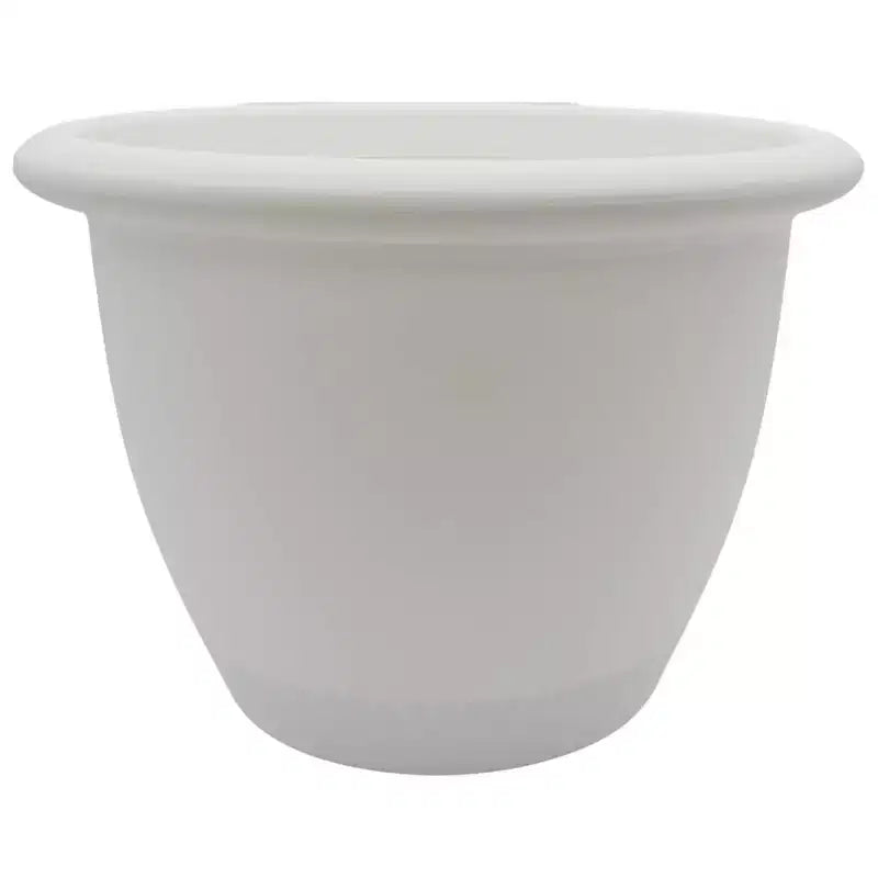 The HC Companies Sevilla Pot rond à réserve d'eau, jardinière classique en plastique avec disque interne pour plantes d'intérieur et d'extérieur, 35,5 cm, blanc