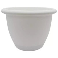 The HC Companies Sevilla Pot rond à réserve d'eau, jardinière classique en plastique avec disque interne pour plantes d'intérieur et d'extérieur, 35,5 cm, blanc