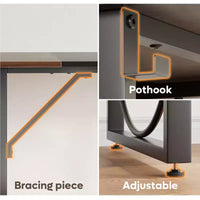 PINMOCO Bureau d'angle de 63 pouces pour la maison, bureau d'ordinateur moderne avec plateau en bois imperméable et cadre en métal pour salle d'étude