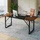 PINMOCO 63 Inch Home Office Desk, Modern Computer Desk with Waterproof Wood Top and Metal Frame for Study Room