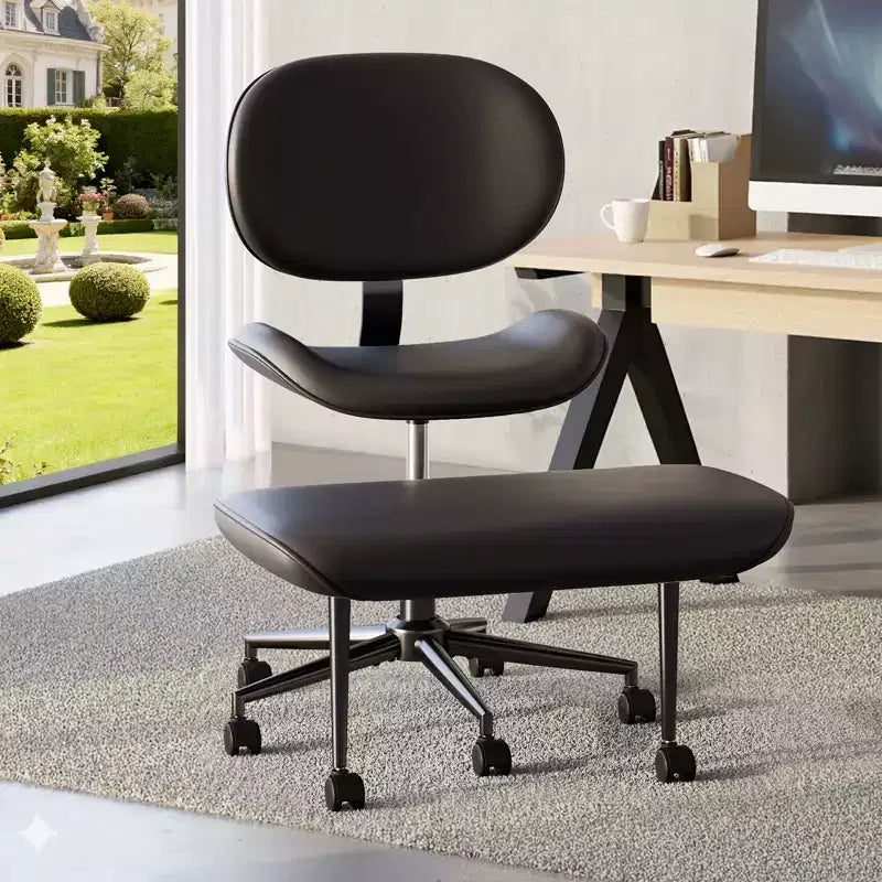 Chaise de bureau sans accoudoirs assise jambes croisées Pinmoco, assise extra-large, design pivotant à 360°, chaise de bureau ergonomique pour la maison, le gaming et la méditation