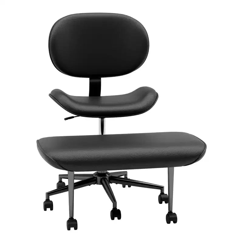 Chaise de bureau sans accoudoirs assise jambes croisées Pinmoco, assise extra-large, design pivotant à 360°, chaise de bureau ergonomique pour la maison, le gaming et la méditation