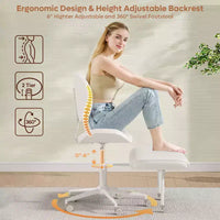 Chaise de bureau sans accoudoirs assise jambes croisées Pinmoco, assise extra-large, design pivotant à 360°, chaise de bureau ergonomique pour la maison, le gaming et la méditation