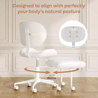 Chaise de bureau sans accoudoirs assise jambes croisées Pinmoco, assise extra-large, design pivotant à 360°, chaise de bureau ergonomique pour la maison, le gaming et la méditation