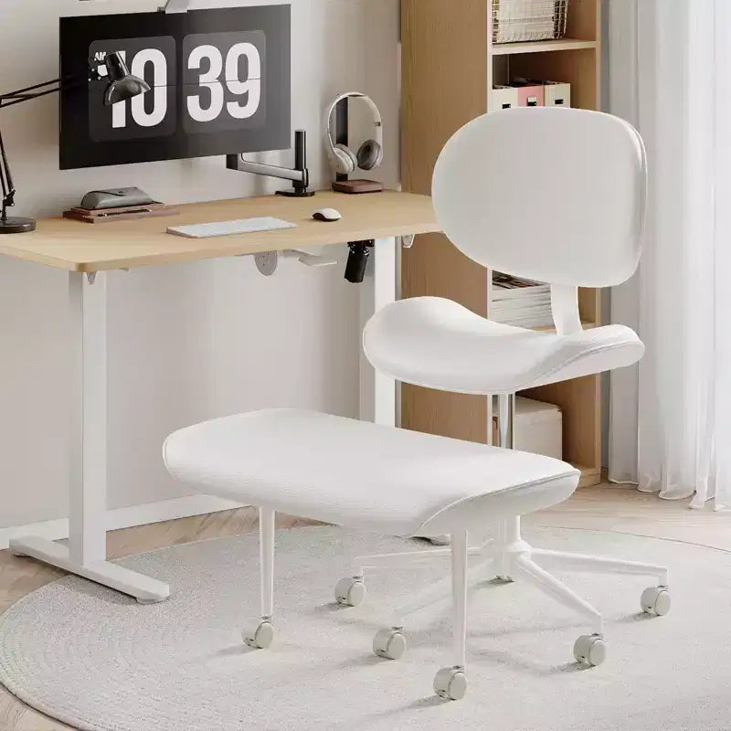 Chaise de bureau sans accoudoirs assise jambes croisées Pinmoco, assise extra-large, design pivotant à 360°, chaise de bureau ergonomique pour la maison, le gaming et la méditation