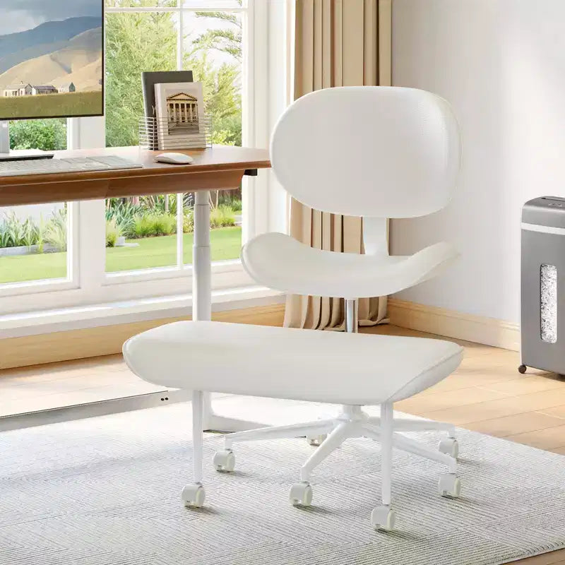 Chaise de bureau sans accoudoirs assise jambes croisées Pinmoco, assise extra-large, design pivotant à 360°, chaise de bureau ergonomique pour la maison, le gaming et la méditation