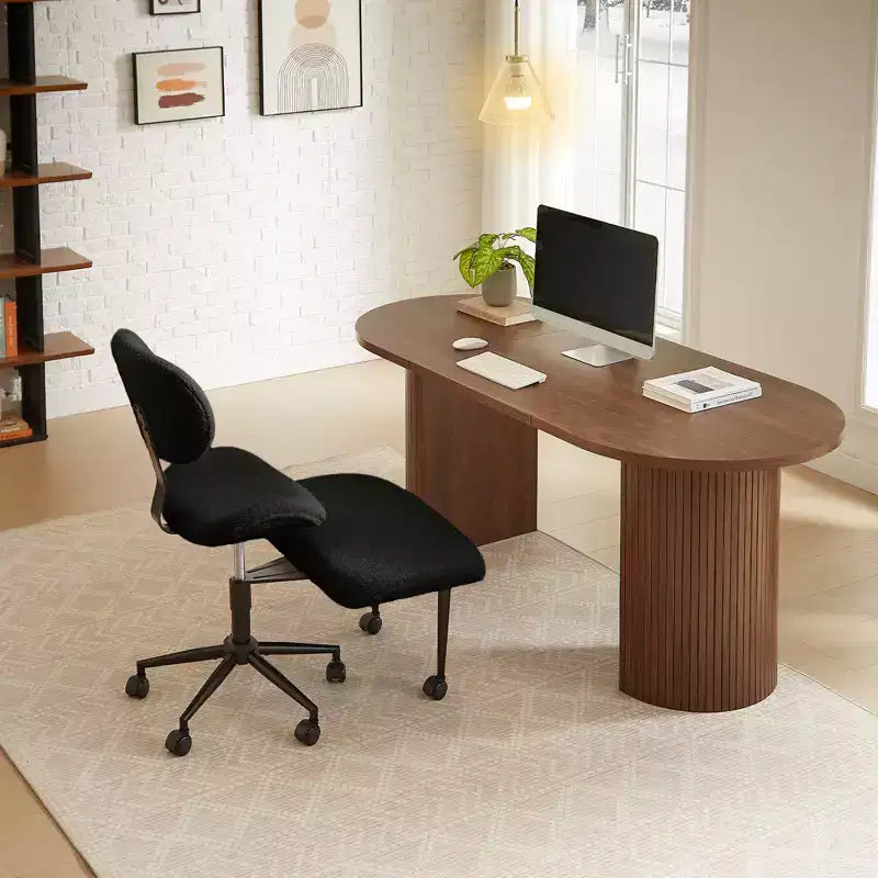 Chaise de bureau sans accoudoirs assise jambes croisées Pinmoco, assise extra-large, design pivotant à 360°, chaise de bureau ergonomique pour la maison, le gaming et la méditation