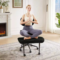 Chaise de bureau sans accoudoirs assise jambes croisées Pinmoco, assise extra-large, design pivotant à 360°, chaise de bureau ergonomique pour la maison, le gaming et la méditation