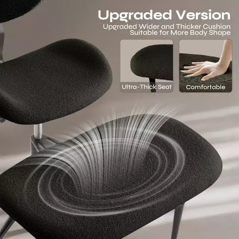 Chaise de bureau sans accoudoirs assise jambes croisées Pinmoco, assise extra-large, design pivotant à 360°, chaise de bureau ergonomique pour la maison, le gaming et la méditation