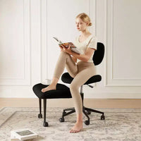 Chaise de bureau sans accoudoirs assise jambes croisées Pinmoco, assise extra-large, design pivotant à 360°, chaise de bureau ergonomique pour la maison, le gaming et la méditation
