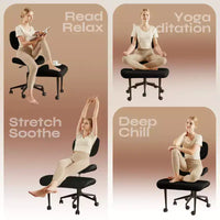 Chaise de bureau sans accoudoirs assise jambes croisées Pinmoco, assise extra-large, design pivotant à 360°, chaise de bureau ergonomique pour la maison, le gaming et la méditation