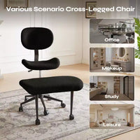 Chaise de bureau sans accoudoirs assise jambes croisées Pinmoco, assise extra-large, design pivotant à 360°, chaise de bureau ergonomique pour la maison, le gaming et la méditation