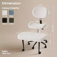 Chaise de bureau sans accoudoirs assise jambes croisées Pinmoco, assise extra-large, design pivotant à 360°, chaise de bureau ergonomique pour la maison, le gaming et la méditation
