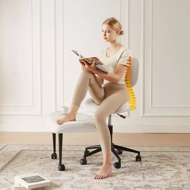 Chaise de bureau sans accoudoirs assise jambes croisées Pinmoco, assise extra-large, design pivotant à 360°, chaise de bureau ergonomique pour la maison, le gaming et la méditation