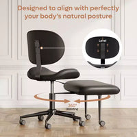 Chaise de bureau sans accoudoirs assise jambes croisées Pinmoco, assise extra-large, design pivotant à 360°, chaise de bureau ergonomique pour la maison, le gaming et la méditation