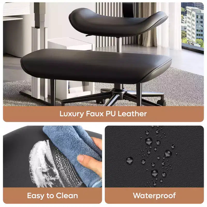 Chaise de bureau sans accoudoirs assise jambes croisées Pinmoco, assise extra-large, design pivotant à 360°, chaise de bureau ergonomique pour la maison, le gaming et la méditation