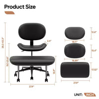 Chaise de bureau sans accoudoirs assise jambes croisées Pinmoco, assise extra-large, design pivotant à 360°, chaise de bureau ergonomique pour la maison, le gaming et la méditation