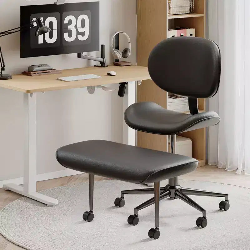 Chaise de bureau sans accoudoirs assise jambes croisées Pinmoco, assise extra-large, design pivotant à 360°, chaise de bureau ergonomique pour la maison, le gaming et la méditation