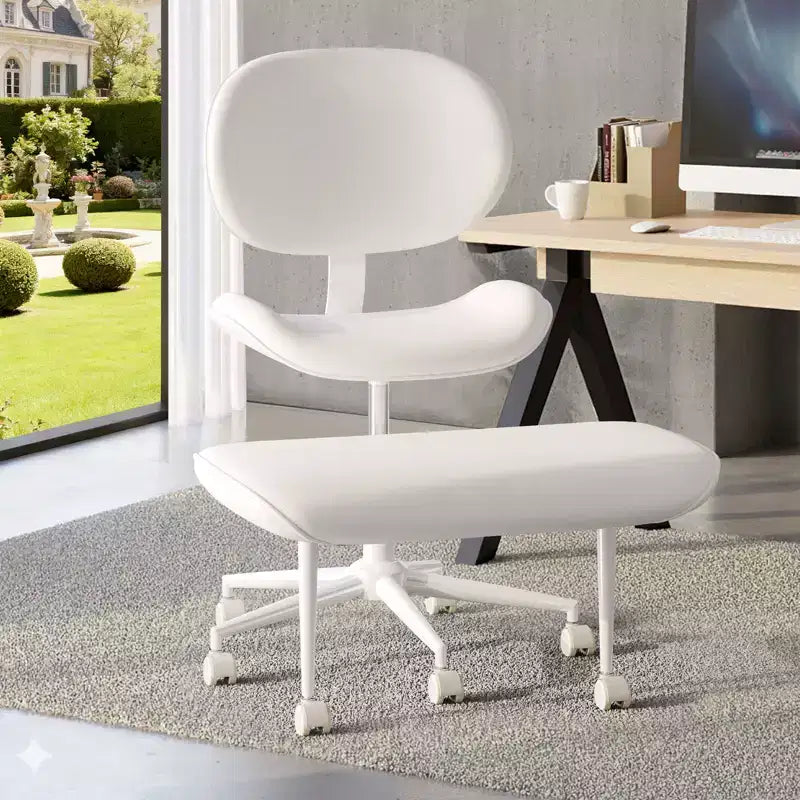 Chaise de bureau sans accoudoirs assise jambes croisées Pinmoco, assise extra-large, design pivotant à 360°, chaise de bureau ergonomique pour la maison, le gaming et la méditation