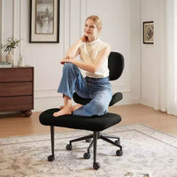 Chaise de bureau sans accoudoirs assise jambes croisées Pinmoco, assise extra-large, design pivotant à 360°, chaise de bureau ergonomique pour la maison, le gaming et la méditation