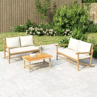 vidaXL Salon de jardin 2 pièces avec coussins blanc crème en bambou