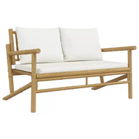 vidaXL Salon de jardin 2 pièces avec coussins blanc crème en bambou