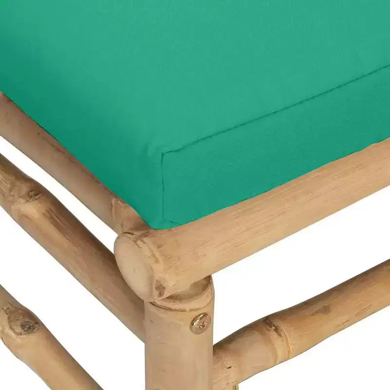 vidaXL Canapé d'angle d'extérieur pour terrasse avec coussins verts, bambou naturel, rembourrage épais et confortable, montage facile, conception modulaire, 27,2 x 27,2 x 25,6 pouces