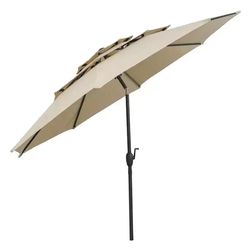 Costway Parasol déporté 3 niveaux 3 m avec évent Parasol de marché grand format pour extérieur Pare-soleil marron/turquoise/bleu marine/beige/gris/rouge/noir