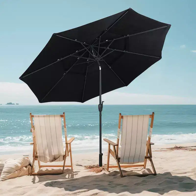 Costway Parasol déporté 3 niveaux 3 m avec évent Parasol de marché grand format pour extérieur Pare-soleil marron/turquoise/bleu marine/beige/gris/rouge/noir