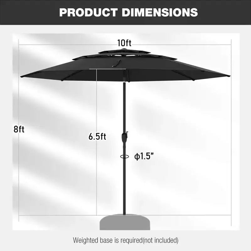 Costway Parasol déporté 3 niveaux 3 m avec évent Parasol de marché grand format pour extérieur Pare-soleil marron/turquoise/bleu marine/beige/gris/rouge/noir