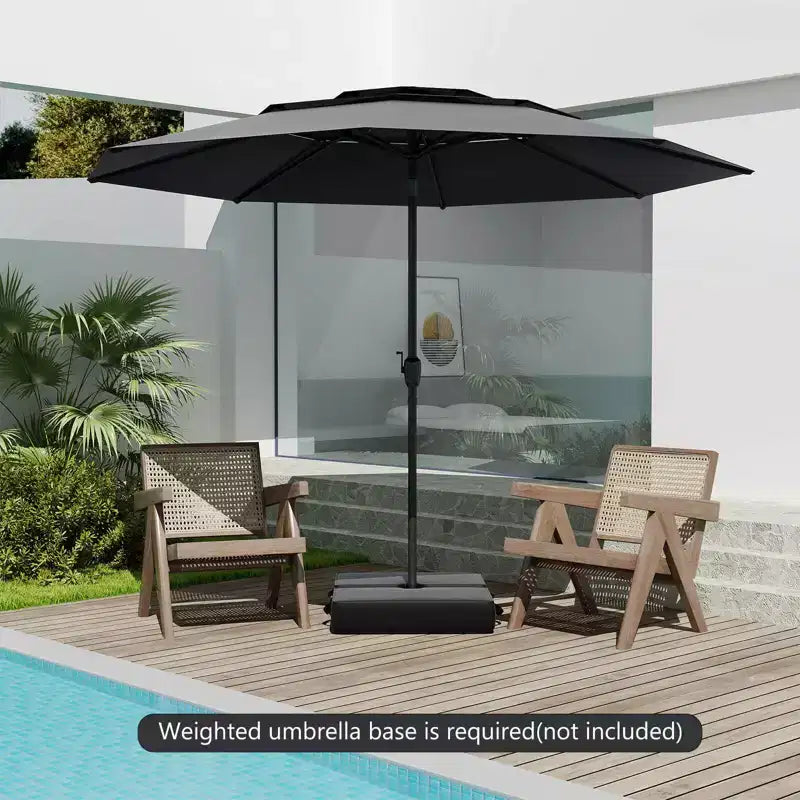 Costway Parasol déporté 3 niveaux 3 m avec évent Parasol de marché grand format pour extérieur Pare-soleil marron/turquoise/bleu marine/beige/gris/rouge/noir