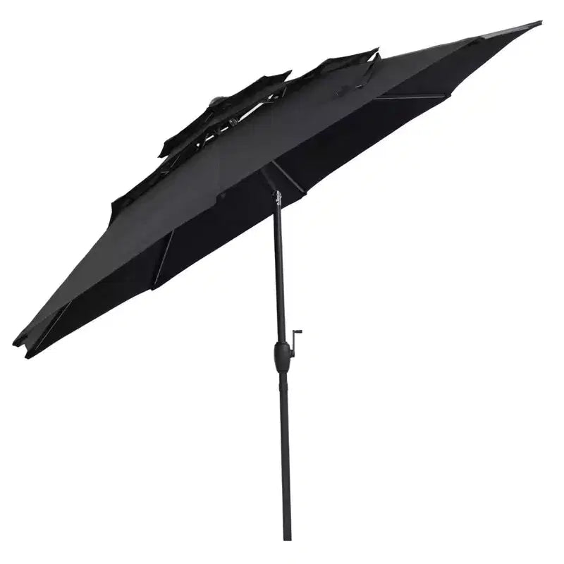 Costway Parasol déporté 3 niveaux 3 m avec évent Parasol de marché grand format pour extérieur Pare-soleil marron/turquoise/bleu marine/beige/gris/rouge/noir