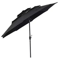 Costway Parasol déporté 3 niveaux 3 m avec évent Parasol de marché grand format pour extérieur Pare-soleil marron/turquoise/bleu marine/beige/gris/rouge/noir
