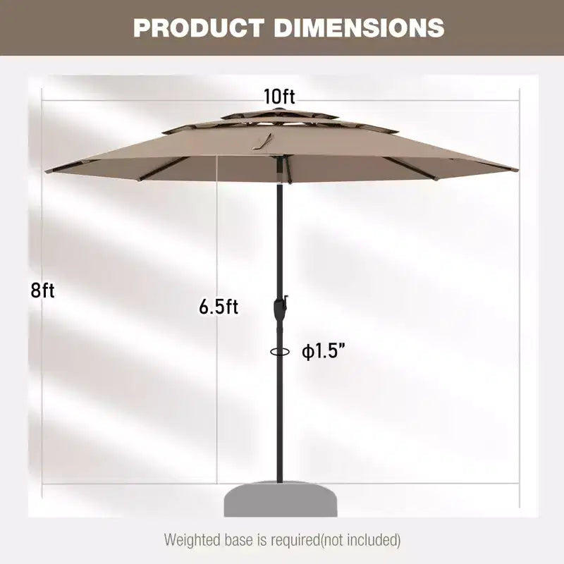 Costway Parasol déporté 3 niveaux 3 m avec évent Parasol de marché grand format pour extérieur Pare-soleil marron/turquoise/bleu marine/beige/gris/rouge/noir