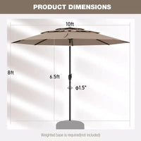 Costway Parasol déporté 3 niveaux 3 m avec évent Parasol de marché grand format pour extérieur Pare-soleil marron/turquoise/bleu marine/beige/gris/rouge/noir