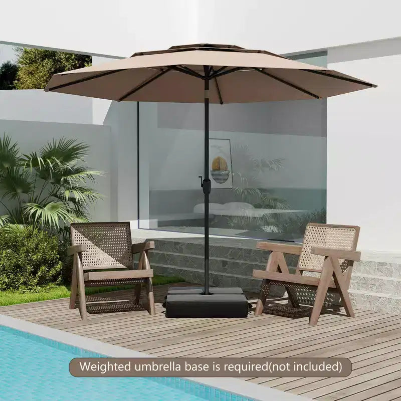 Costway Parasol déporté 3 niveaux 3 m avec évent Parasol de marché grand format pour extérieur Pare-soleil marron/turquoise/bleu marine/beige/gris/rouge/noir