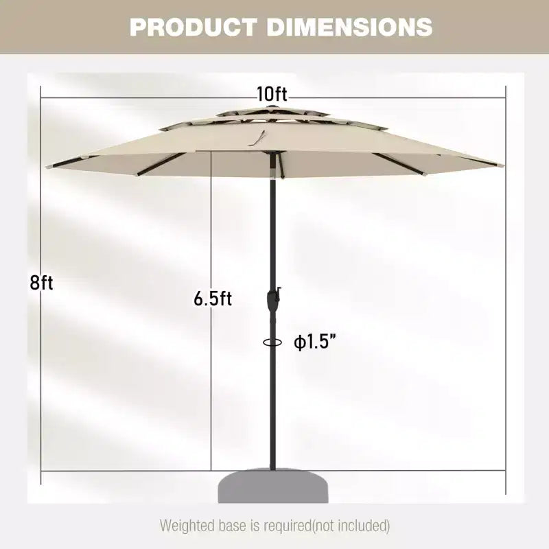 Costway Parasol déporté 3 niveaux 3 m avec évent Parasol de marché grand format pour extérieur Pare-soleil marron/turquoise/bleu marine/beige/gris/rouge/noir