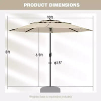 Costway Parasol déporté 3 niveaux 3 m avec évent Parasol de marché grand format pour extérieur Pare-soleil marron/turquoise/bleu marine/beige/gris/rouge/noir